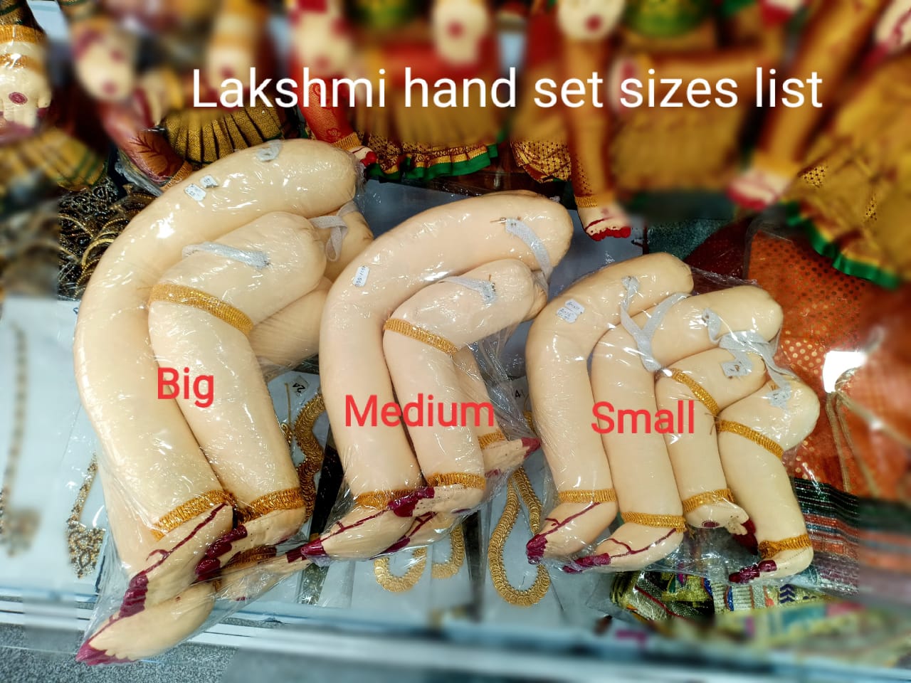 Varalakshmi hand set sizes list